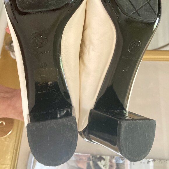 CHANEL fall 2006 runway thigh high boots stretch lambskin patent cap toe 38 - Picture 10 of 12